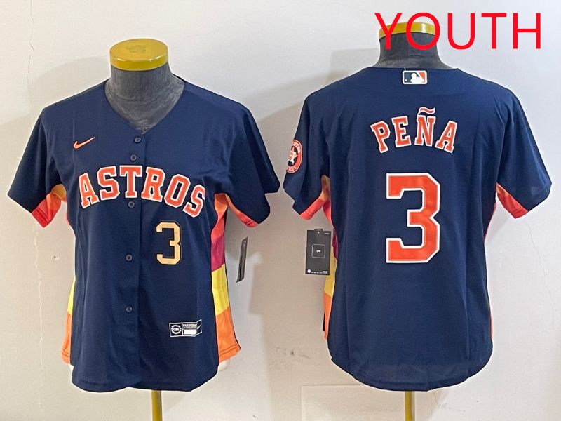 Youth Houston Astros #3 Pena Blue City Edition 2025 Nike MLB Jersey style 4